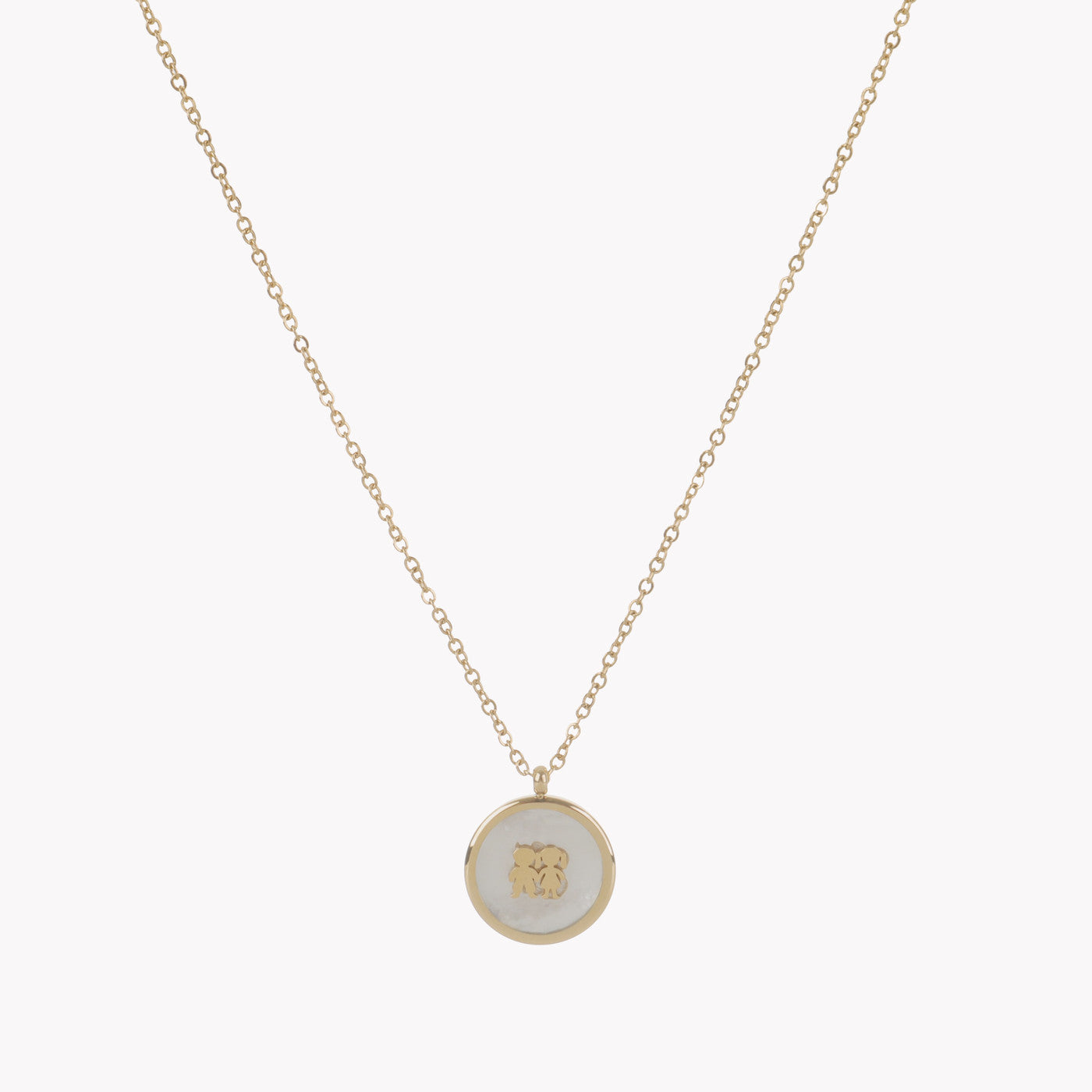 Collar de acero con nácar y pareja.