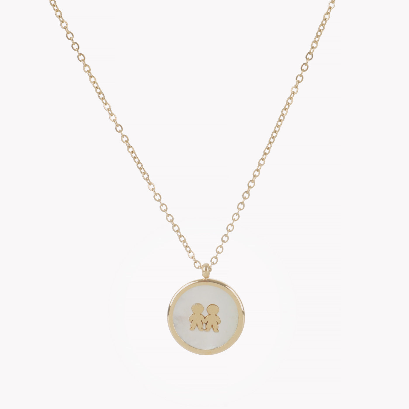 Collar dos niños de acero con nácar
