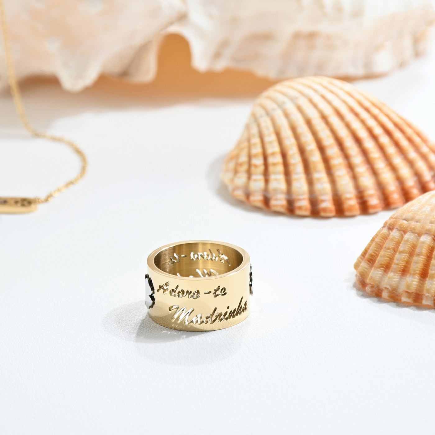 Anillo de acero trébol - MADRINHA