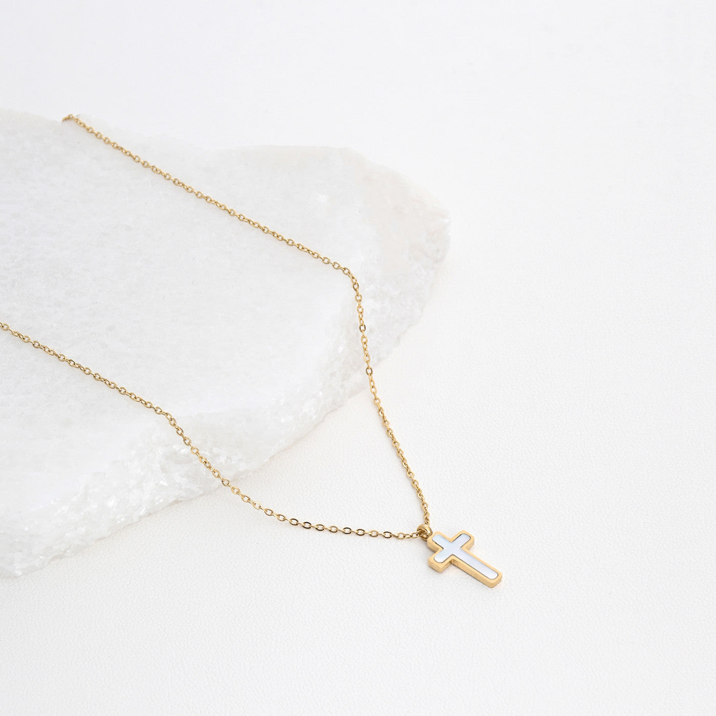 Basic steel cross necklace
