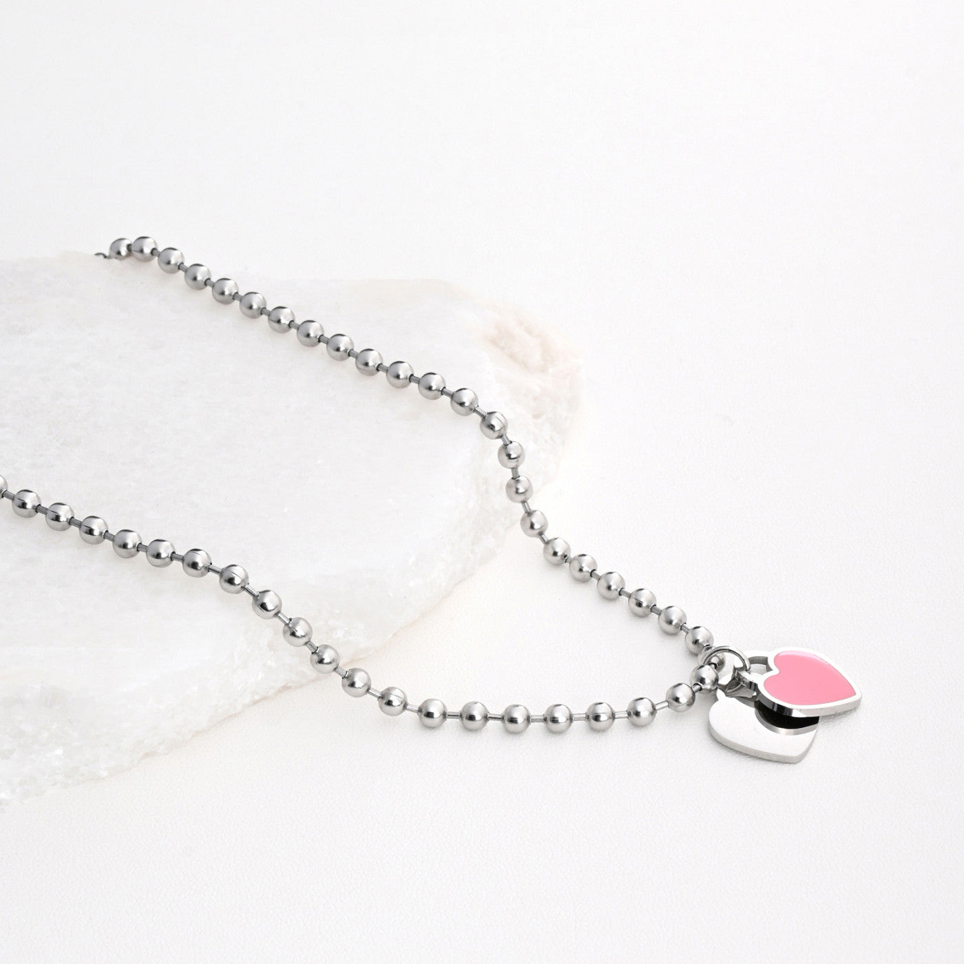 Collar acero doble corazón - Colores