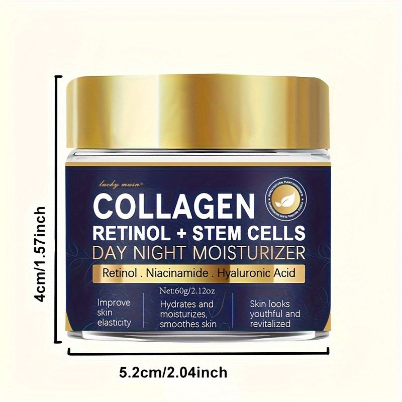 Creme de colágeno e retinol LUCKY MUSN de 60g para hidratar e melhorar a elasticidade da pele, com ingredientes como ácido hialurônico