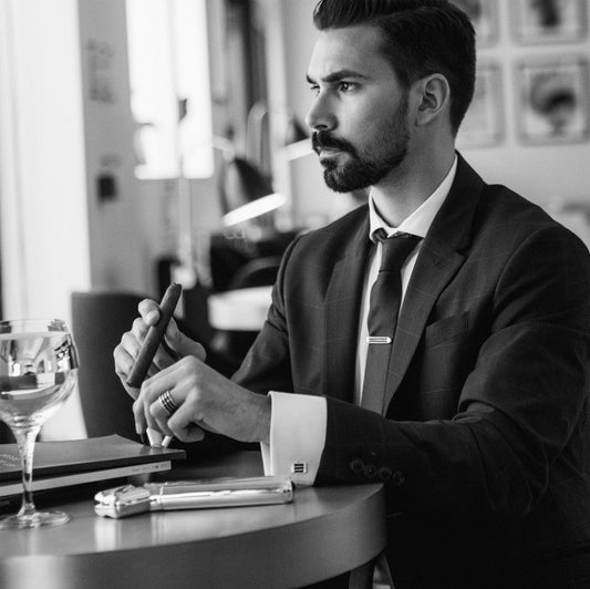 Alfinete de Gravata Stripes em prata para Homem