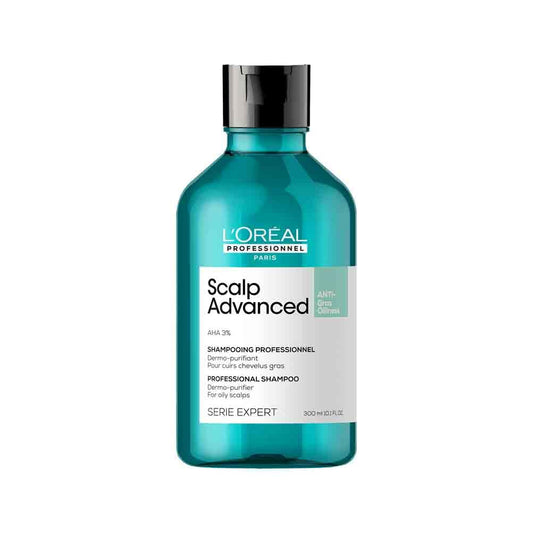 L’Oréal Professionnel, Shampoo Anti-Oleoso Enriquecido com Ingredientes Dermatologicamente Ativos para Couro Cabeludo Oleoso, Scalp Advanced, 300 ml