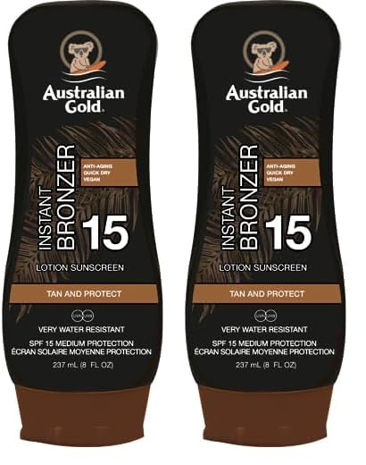Australian Gold Bronzer Loção Spf15 ml Unissexo, Único, Negro, 237 Mililitros