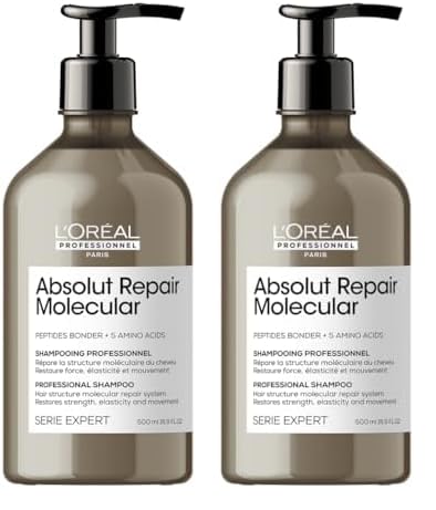 L'Oréal Professionnel, Shampoo Profissional Sem Sulfato, Nutre Profundamente, Repara Danos e Fortalece os Cabelos, Para Cabelos Secos e Danificados, Fórmula Patenteada, Absolut Molecular Repair, 300ml