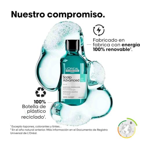 L’Oréal Professionnel, Shampoo Anti-Oleoso Enriquecido com Ingredientes Dermatologicamente Ativos para Couro Cabeludo Oleoso, Scalp Advanced, 300 ml
