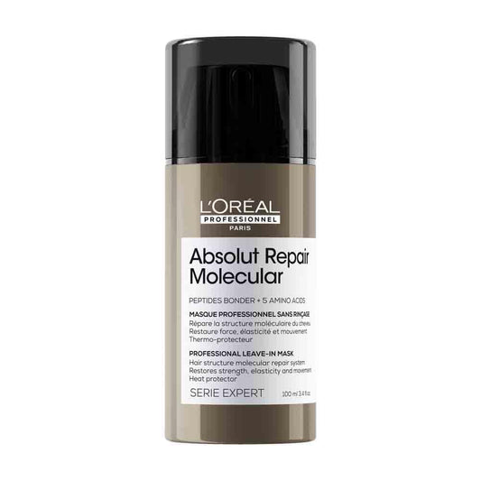 L’Oréal Professionnel, Máscara Reparadora Leave-In, Textura Cremosa, Repara Danos e Fortalece, Proteção Térmica, Fórmula Patenteada, para Cabelos Danificados, Absolut Molecular Repair, 50ml