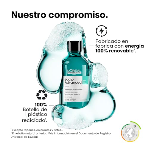 L’Oréal Professionnel, Shampoo Anti-Oleoso Enriquecido com Ingredientes Dermatologicamente Ativos para Couro Cabeludo Oleoso, Scalp Advanced, 300 ml
