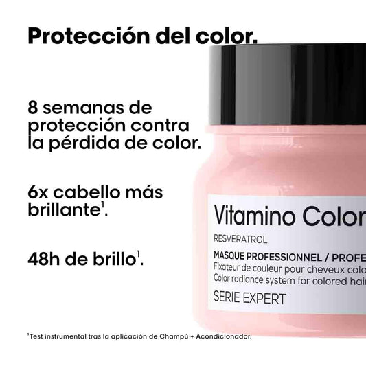 L'Oréal Professionnel, Máscara Protetora da Cor com Resveratrol, para Cabelos Coloridos, Vitamino Color, 250ml