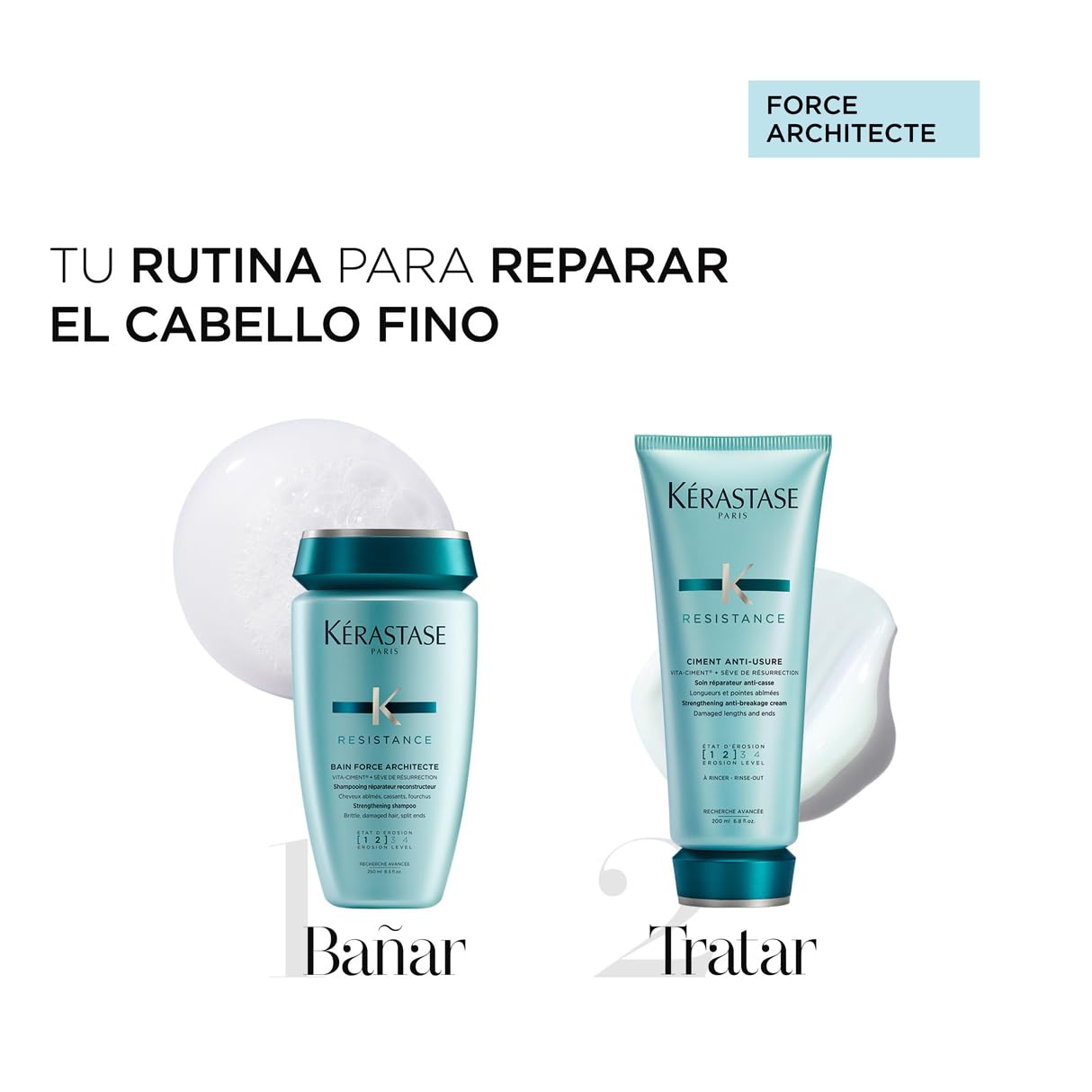 Kérastase Résistance Force Architecte, Rotina para cabelos danificados, Shampoo Reconstituinte e Condicionador Reparador