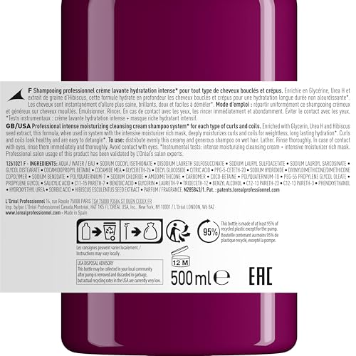 L'Oréal Professionnel, Shampoo Creme de Limpeza Intensamente Hidratante, Sem Sulfato, Para Todos os Tipos de Cachos e Ondas, Curl Expression, SÉRIE EXPERT, 300 ml