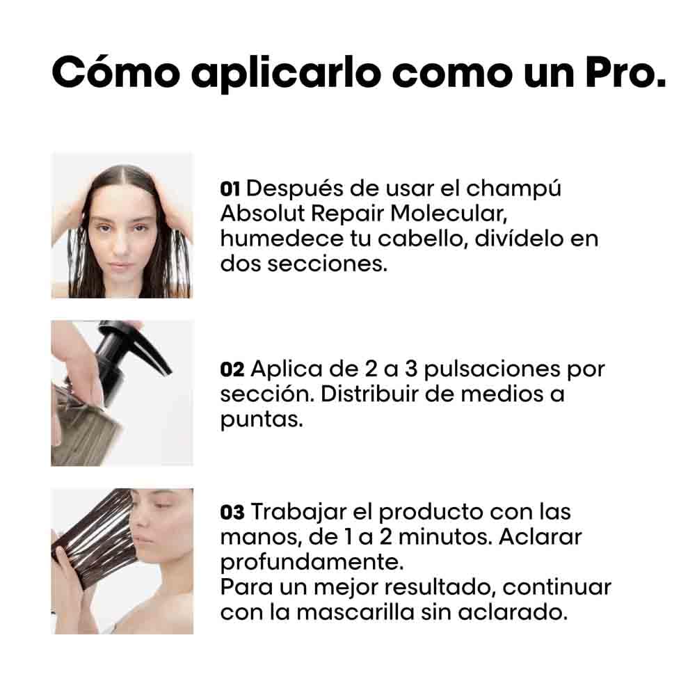 L’Oréal Professionnel, Tratamento Molecular Instantâneo, Sérum com Enxágue para Cabelos Secos e Danificados, Sem Sulfato, Repara Danos e Fortalece os Cabelos, Fórmula Patenteada, Absolut Repair Molecular, 250ml