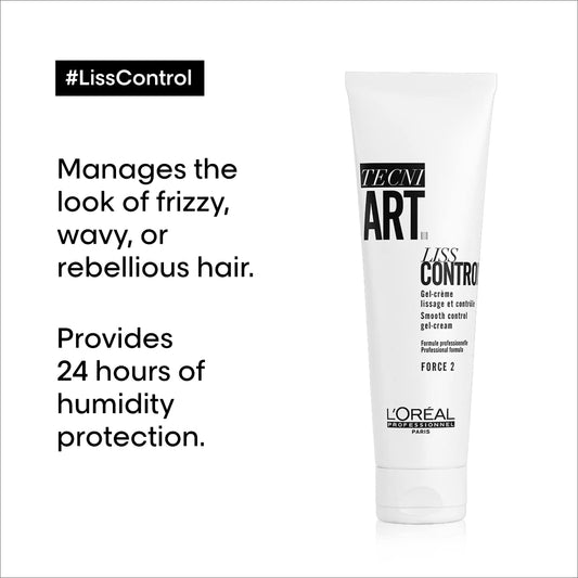 L'Oréal Professionnel, gel creme alisador, anti-frizz, fixador para acabamentos suaves e controlados, Flex Liss control, TecniART, 150 ml