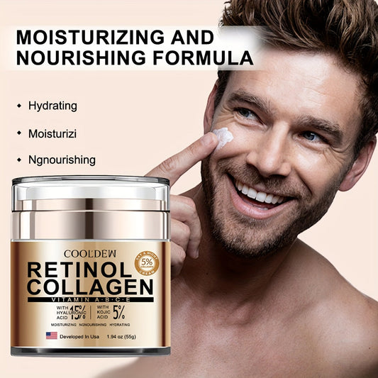 Creme facial com retinol e colágeno Cooldew de 55g, fórmula hidratante e nutritiva para cuidados da pele