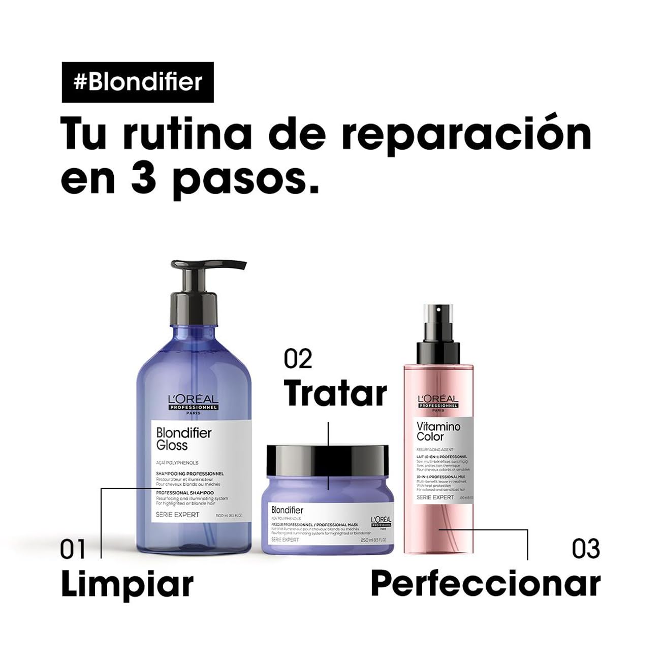 L'Oréal Professionnel, Shampoo Reparador e Iluminador para Cabelos com Mechas ou Loiros, Blondifier Gloss, 300ml