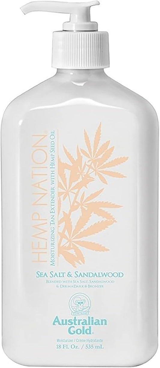 Australian Gold Hemp Nation After Sun Sea Salt & Sandalwood - Loção Pos-bronzeado, Amêndoa, 535 ML