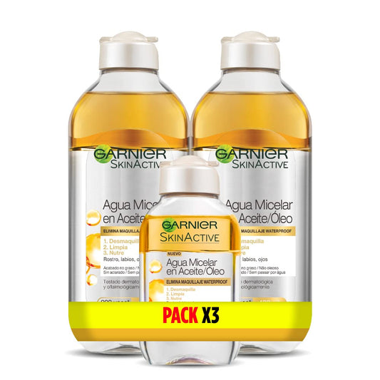 Garnier Skin Active Agua Micelar em Óleo, Pack 2x400ml +1 x100ml