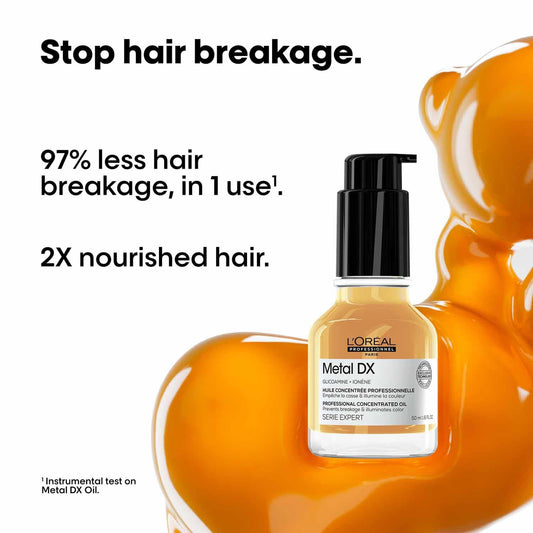 L'Oréal Professionnel Óleo concentrado para todos os tipos de cabelo, anti-fricção, proteção contra o calor e brilho sedoso, série especialista, metal DX Oil, 50 ml