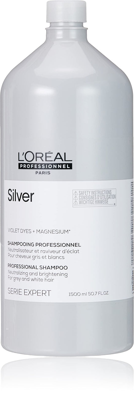 L’Oréal Professionnel Shampoo Neutralizante para cabelos grisalhos, brancos ou loiros claros, Prata, SÉRIE EXPERT