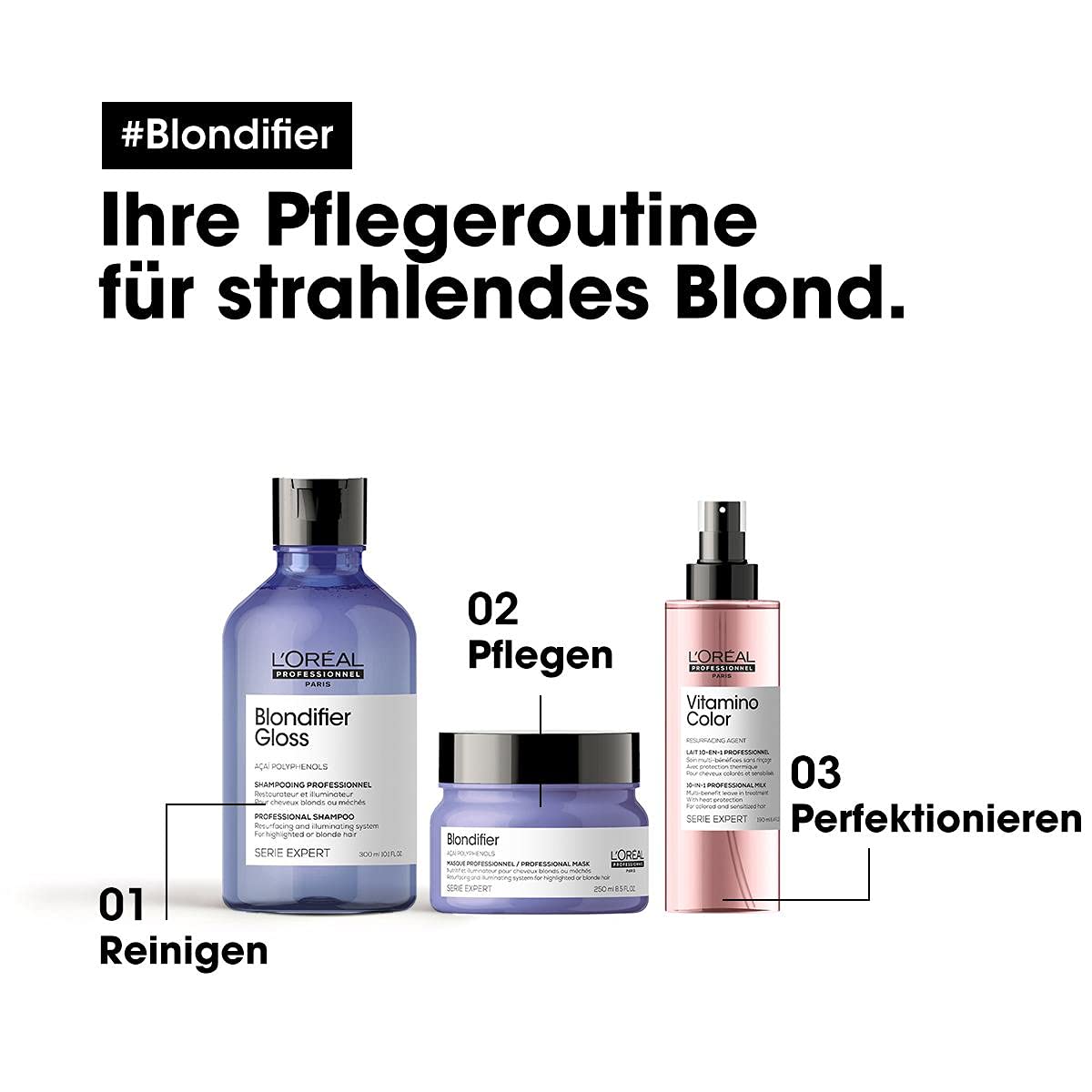 L'Oréal Professionnel, Shampoo Reparador e Iluminador para Cabelos com Mechas ou Loiros, Blondifier Gloss, 300ml