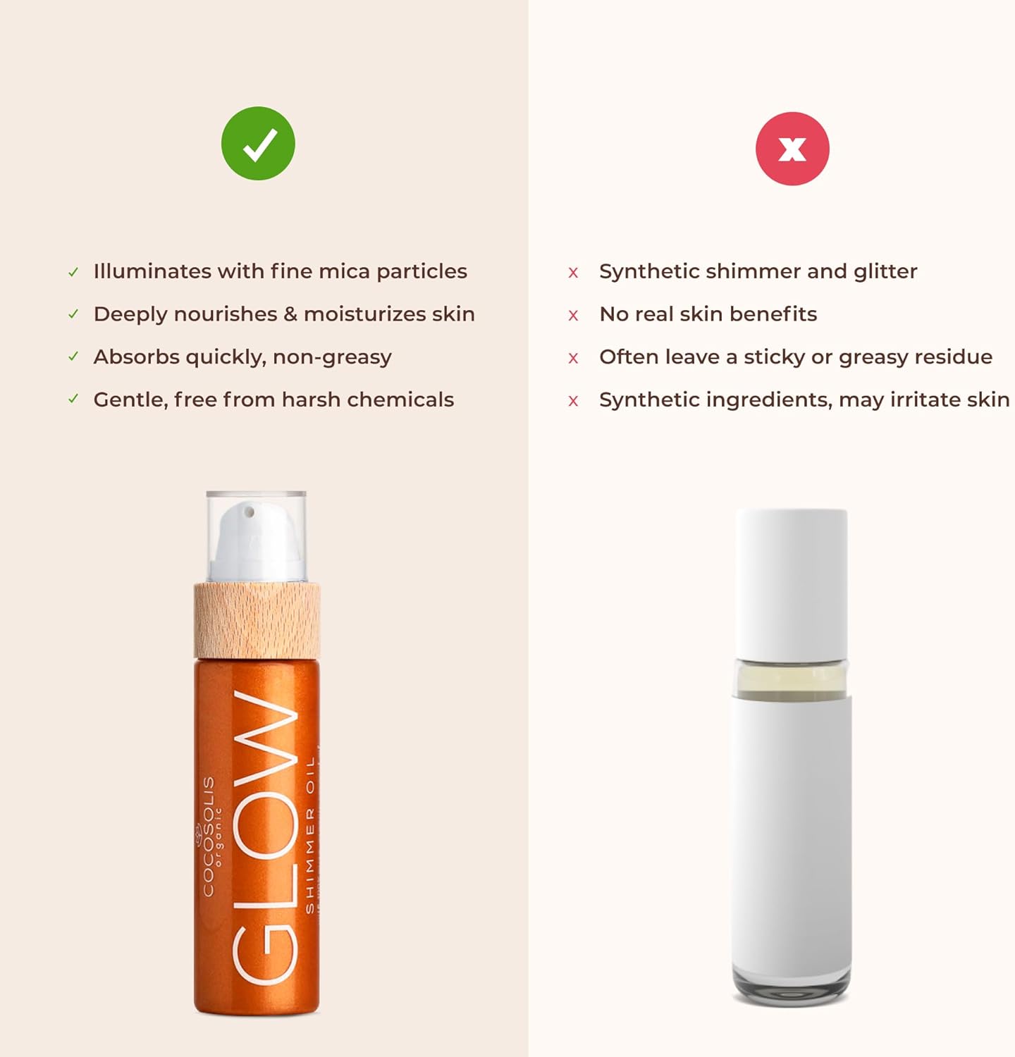COCOSOLIS Glow Aceite Brillante - Hidratante Bio Oil - Brilho Bronzeador para Rosto e Corpo - Nova Fragrância de Biscoito (110 ml)