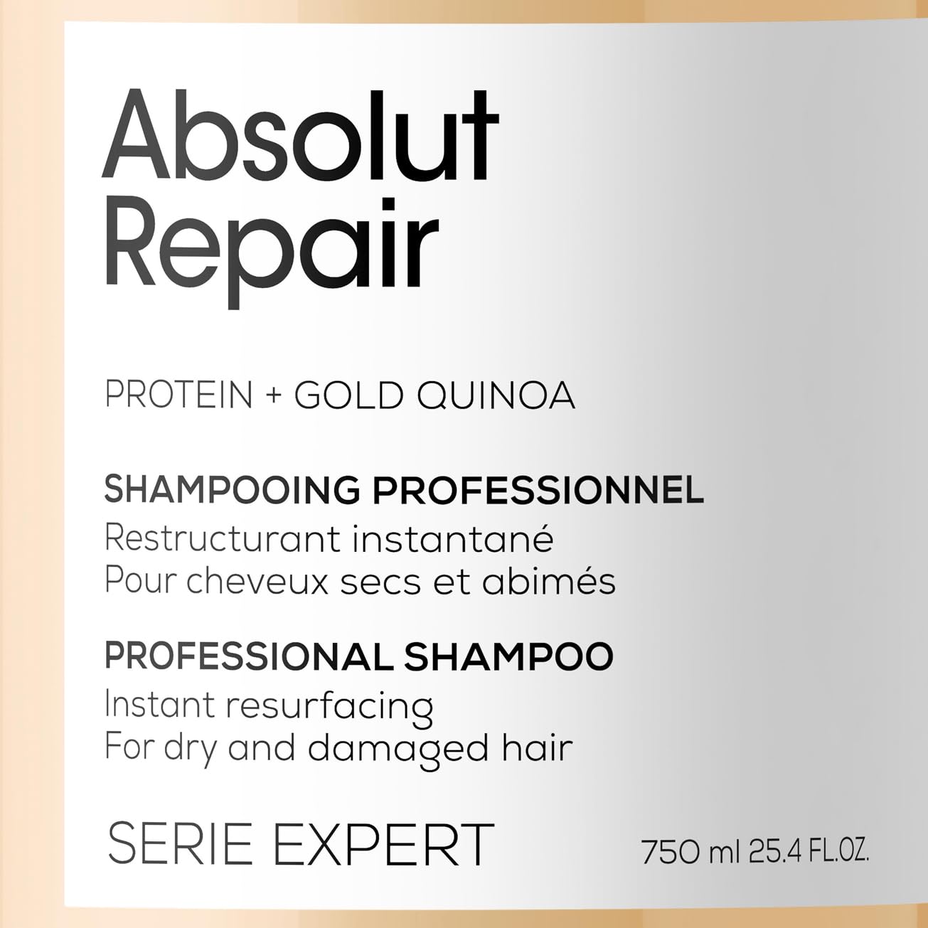 L’Oréal Professionnel Shampoo de Tratamento Reconstrutor para cabelos secos e danificados, Absolut Repair, Série Expert, 750ml