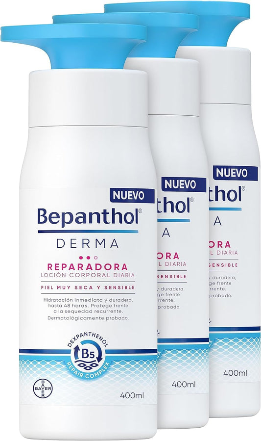 BEPANTHOL Creme Hidratante Corporal para Pele Seca - Loção Derma Repair - Hidratação Imediata e Duradoura para Pele Muito Seca e Sensível - Uso Diário - 400 ml - Sem Fragrância e Corantes