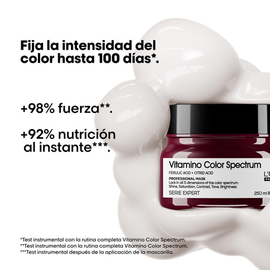 L'Oréal Professionnel, Máscara Hidratante Profissional, Para Cabelos Coloridos, Fixa a Cor por Até 100 Dias, Ideal para Cabelos Médios ou Grossos, Vitamin Color Spectrum, Série Expert, 250ml