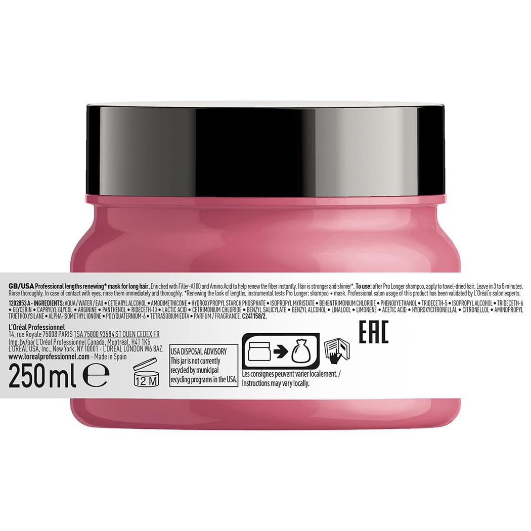 L'Oréal Professionnel, Máscara Reparadora para Cabelos Longos com Pontas Finas, Pro Longer, 250 ml