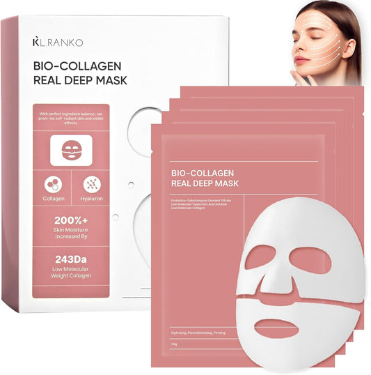 BIO COLLAGEN Máscara profunda de colagenio real com 4 peças