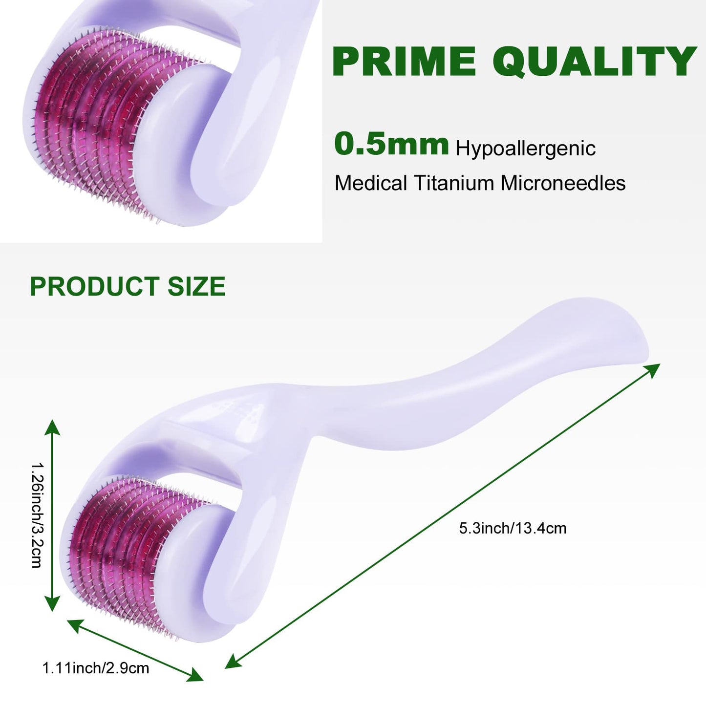Dermaroller com microagulhas URAQT, rolo de derma de 0,5 mm para rosto e corpo