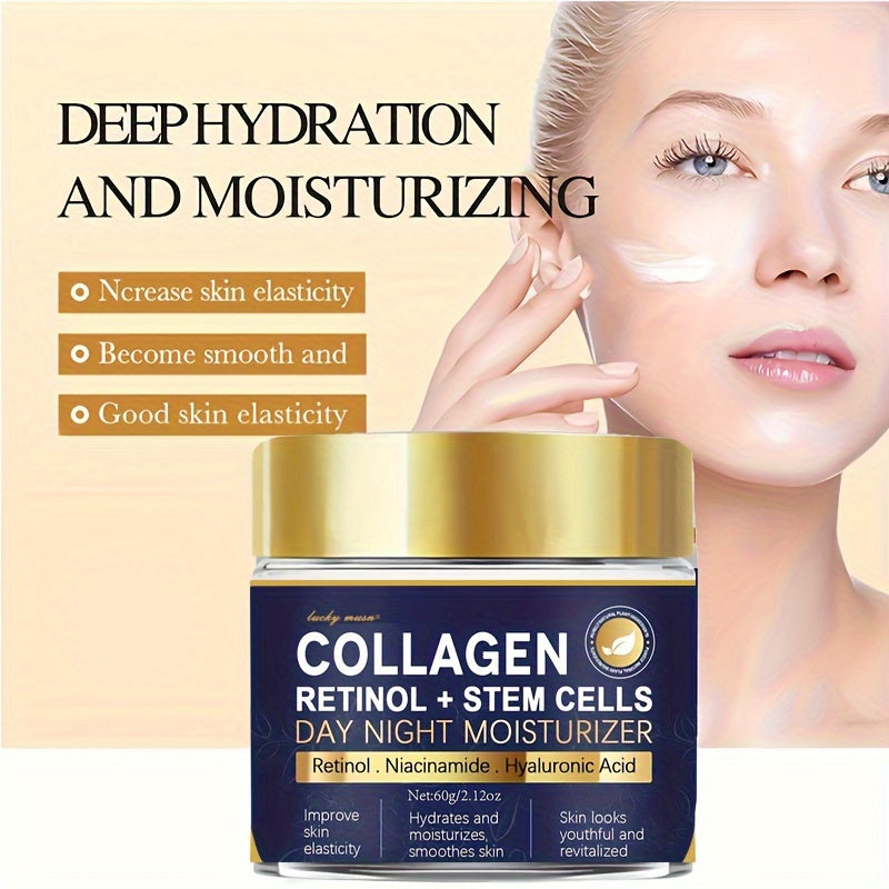 Creme de colágeno e retinol LUCKY MUSN de 60g, hidratação profunda e rejuvenescimento da pele em um frasco elegante