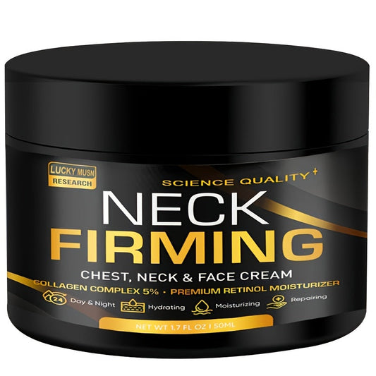 Creme firmador pescoço e rosto da Lucky Musn, com colágeno 5%, ideal para hidratação e rejuvenescimento da pele