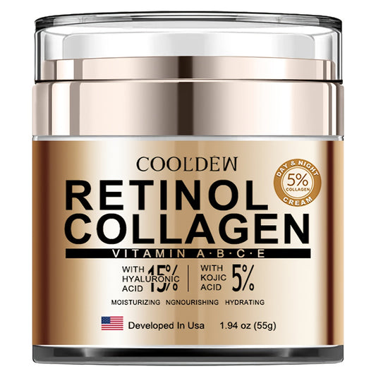 Creme facial com retinol e colágeno Cooldew de 1.94oz, promovendo hidratação e rejuvenescimento da pele.