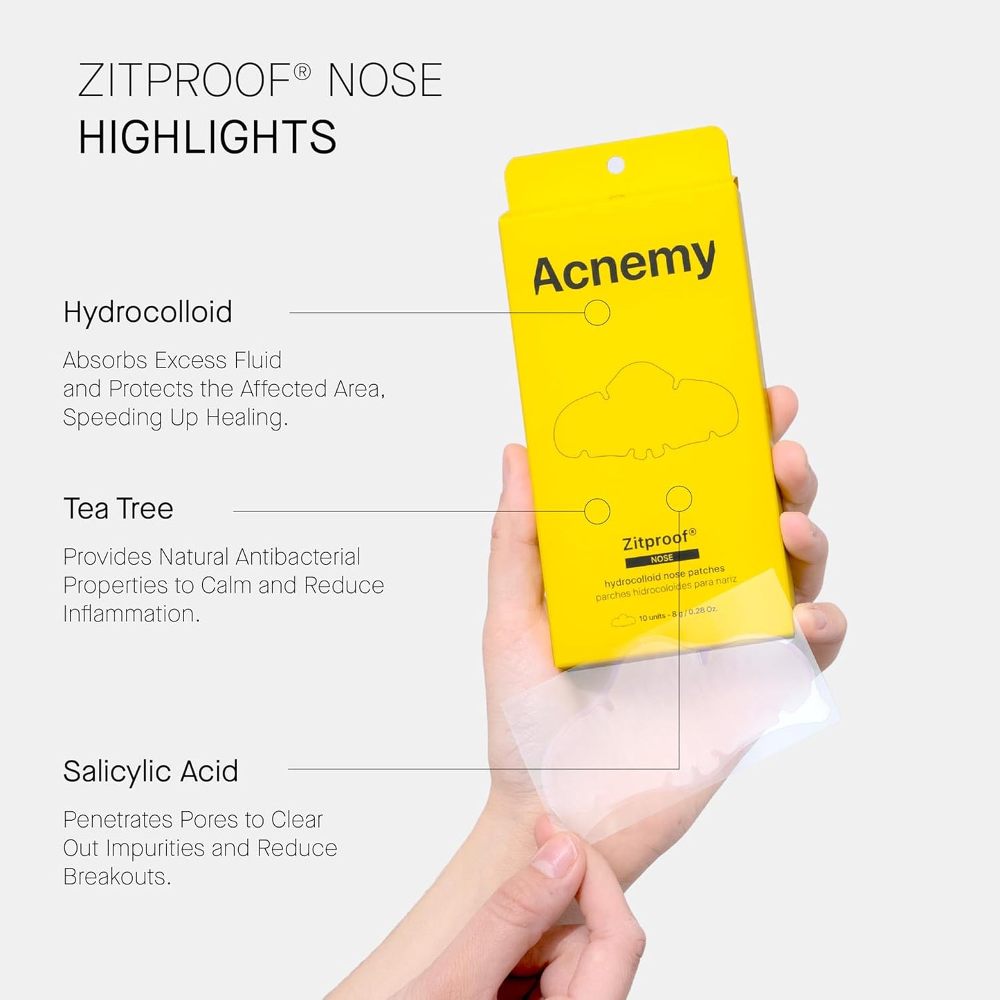 ACNEMY ZITPROOF® NOSE - Adesivos hidrocoloides para nariz