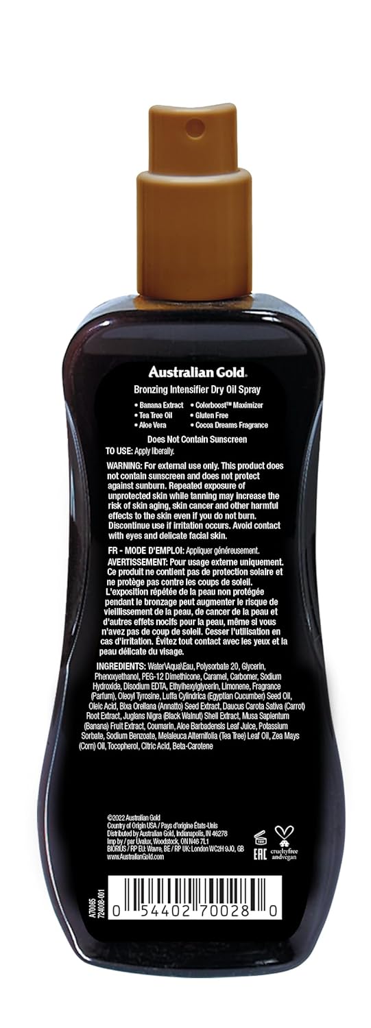 Australian GoldIntensificador Seco Acelerador do Bronceado, Sem crueldade animal, tom de pele medio, 237 Ml