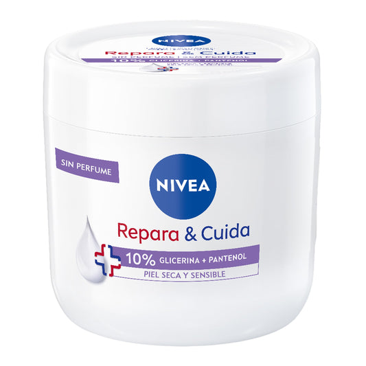 Creme hidratante NIVEA 400ml de reparação, com glicerina e vitamina E pura, ideal para pele seca e sensível