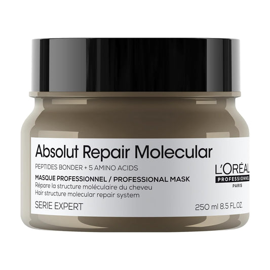 L'Oréal Professionnel, Máscara Concentrada Profissional Repara Danos e Fortalece os Cabelos em Nível Molecular para Cabelos Danificados e Secos, Fórmula Patenteada, Absolut Molecular Repair 250ml