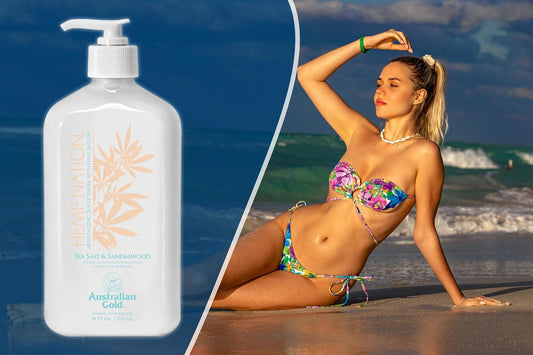 Australian Gold Hemp Nation After Sun Sea Salt & Sandalwood - Loção Pos-bronzeado, Amêndoa, 535 ML