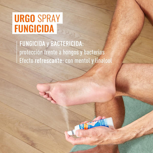 Urgo - Spray Antisséptico Fungicida - Elimina fungos e bactérias causadores de odores - Efeito refrescante com mentol - 125 ml