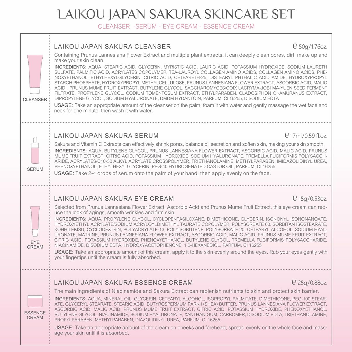 Conjunto de Cuidados com a Pele Sakura
