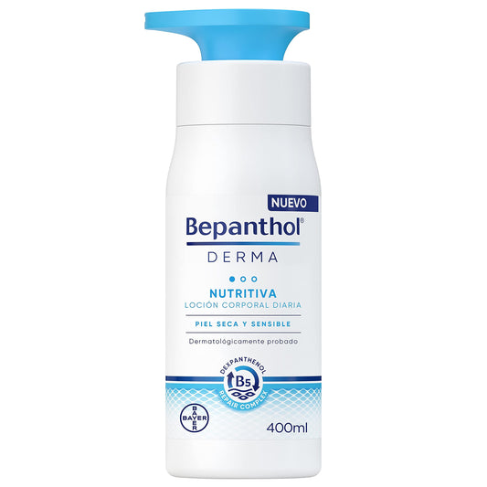 Bepanthol Derma Loção Corporal Nutritiva, Hidratação Imediata e Duradoura para Pele Seca e Sensível, Uso Diário, 400 ml