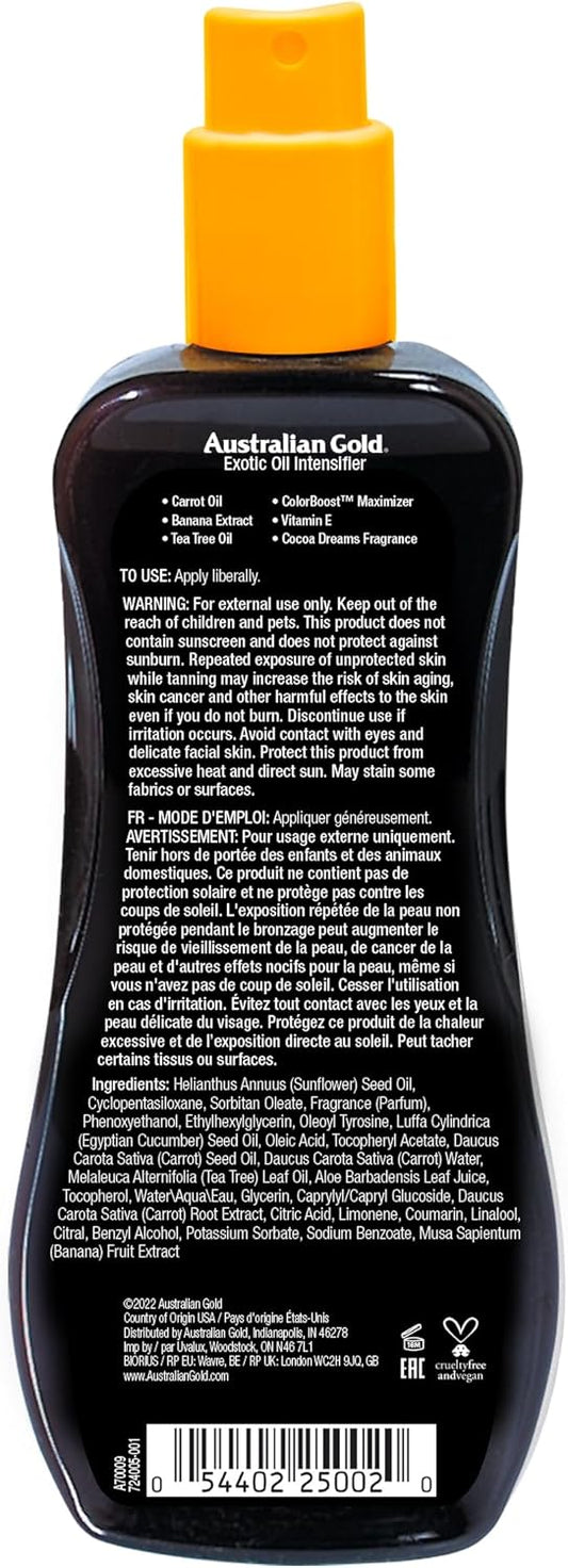 Australian Gold Spray de óleo exótico, marrom, aromático, 237 mililitros