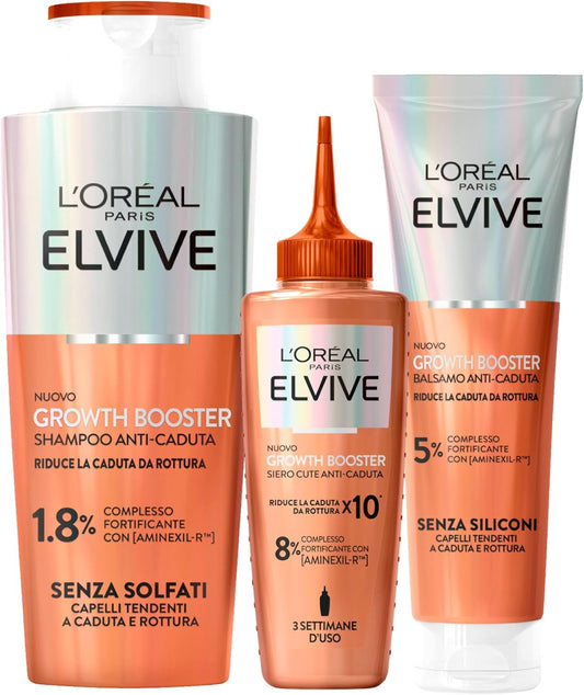 L'Oréal Paris Elvive Kit antiqueda Growth Booster para cabelos danificados - Conjunto com 3