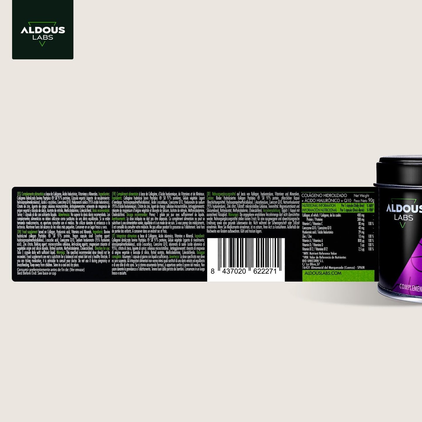 Colágeno + Ácido Hialurónico + Coenzima Q10 + Vitaminas y B12 + Zinc - 120 días