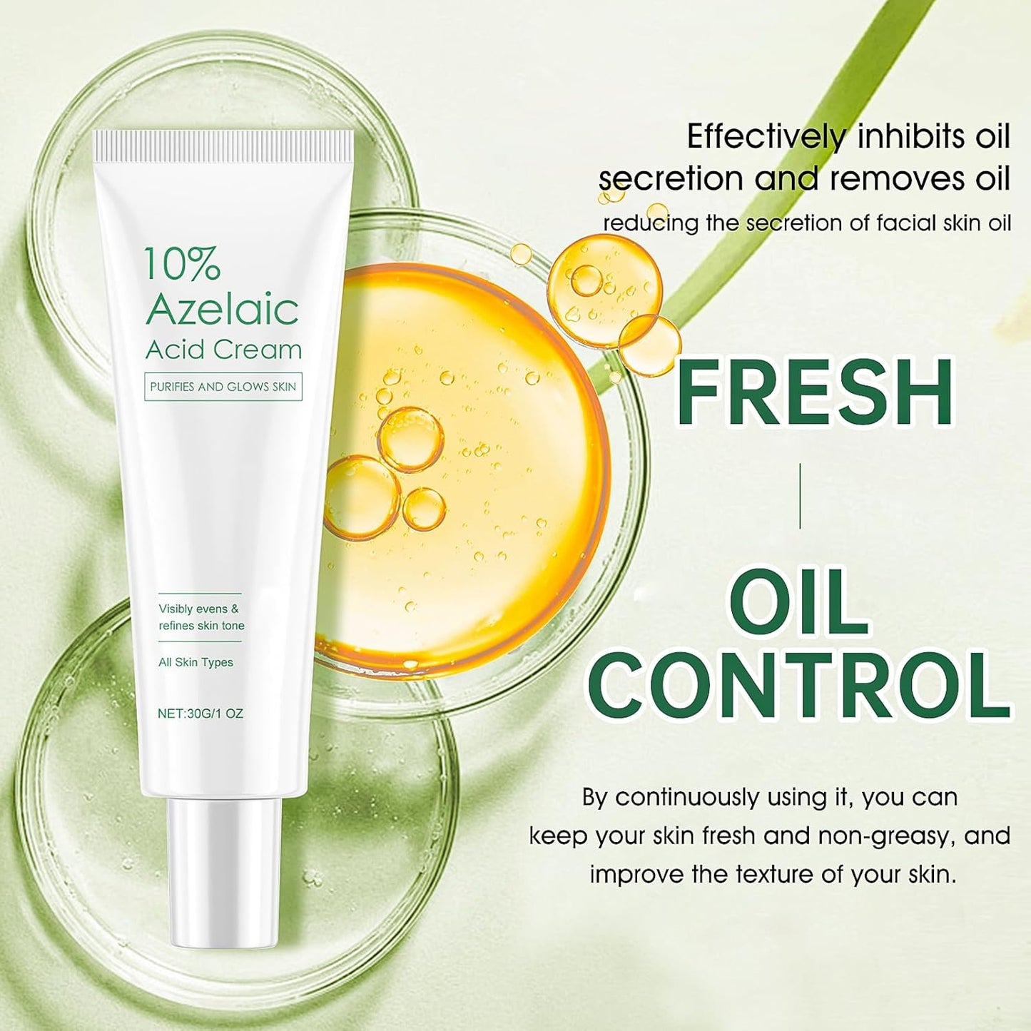 Allony Creme, 10% ácido azelaico 30g, com Niacinamida, Reduz as manchas