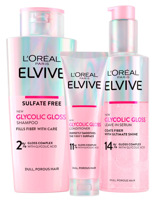 L'Oréal Paris Elvive Kit para Cabelos Opacos e Porosos Brilho Intenso e Duradouro - 3 produtos