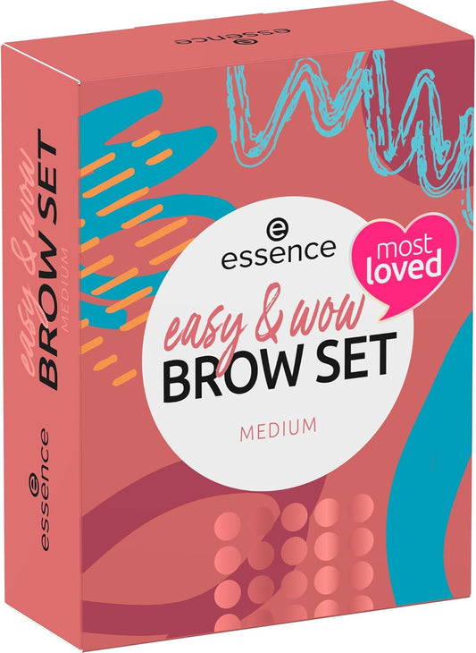 Conjunto de sobrancelhas essence Cosmetics Easy & WOW Brow Set Medi, vegan e sem perfume, disponível online na Terra de Estrelas