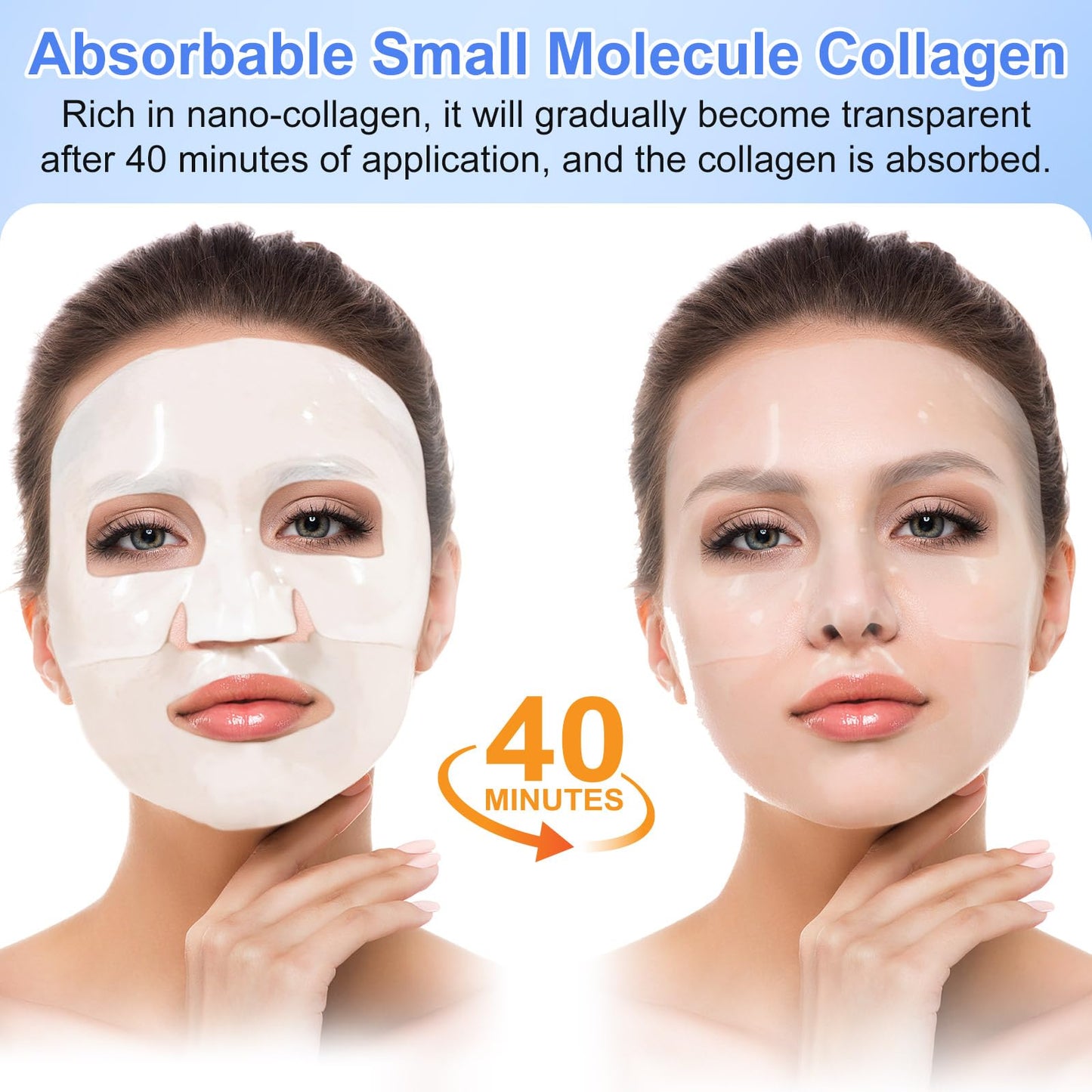 BIO COLLAGEN Máscara facial de 4 peças, máscara de hidratação profunda com biocolagenio